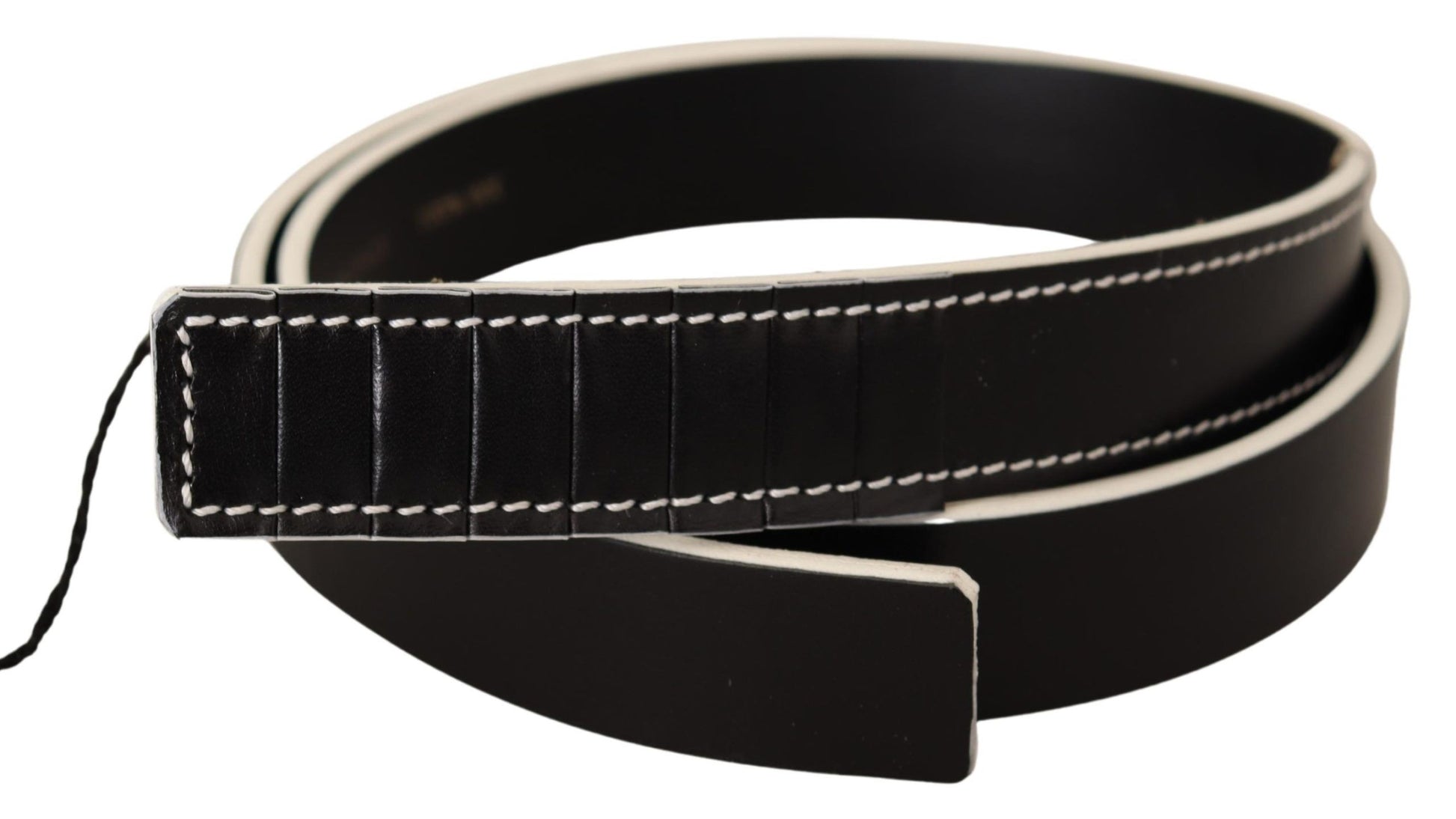 Ceinture taille en cuir noir et blanc, tendance.