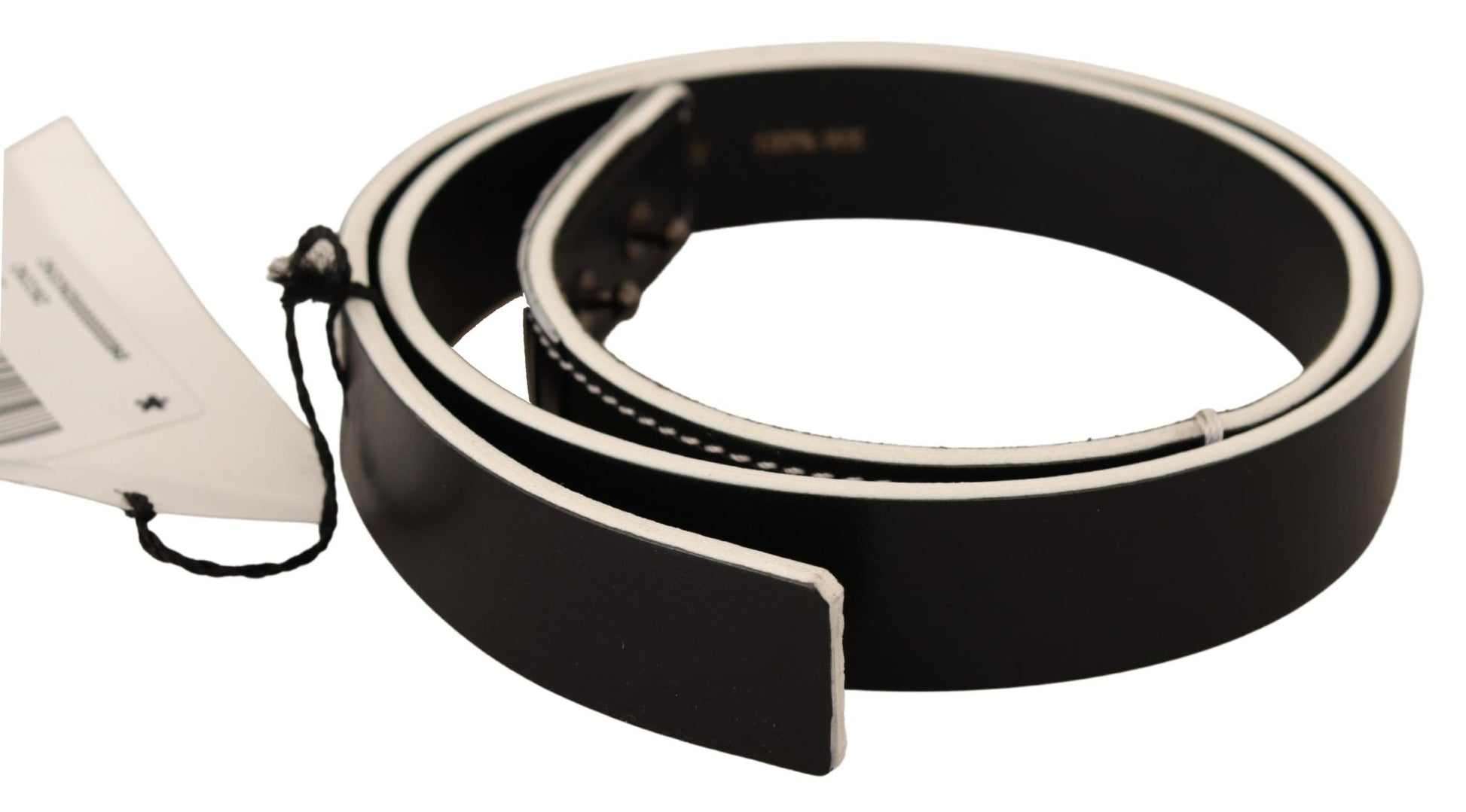 Ceinture taille en cuir noir et blanc, tendance.