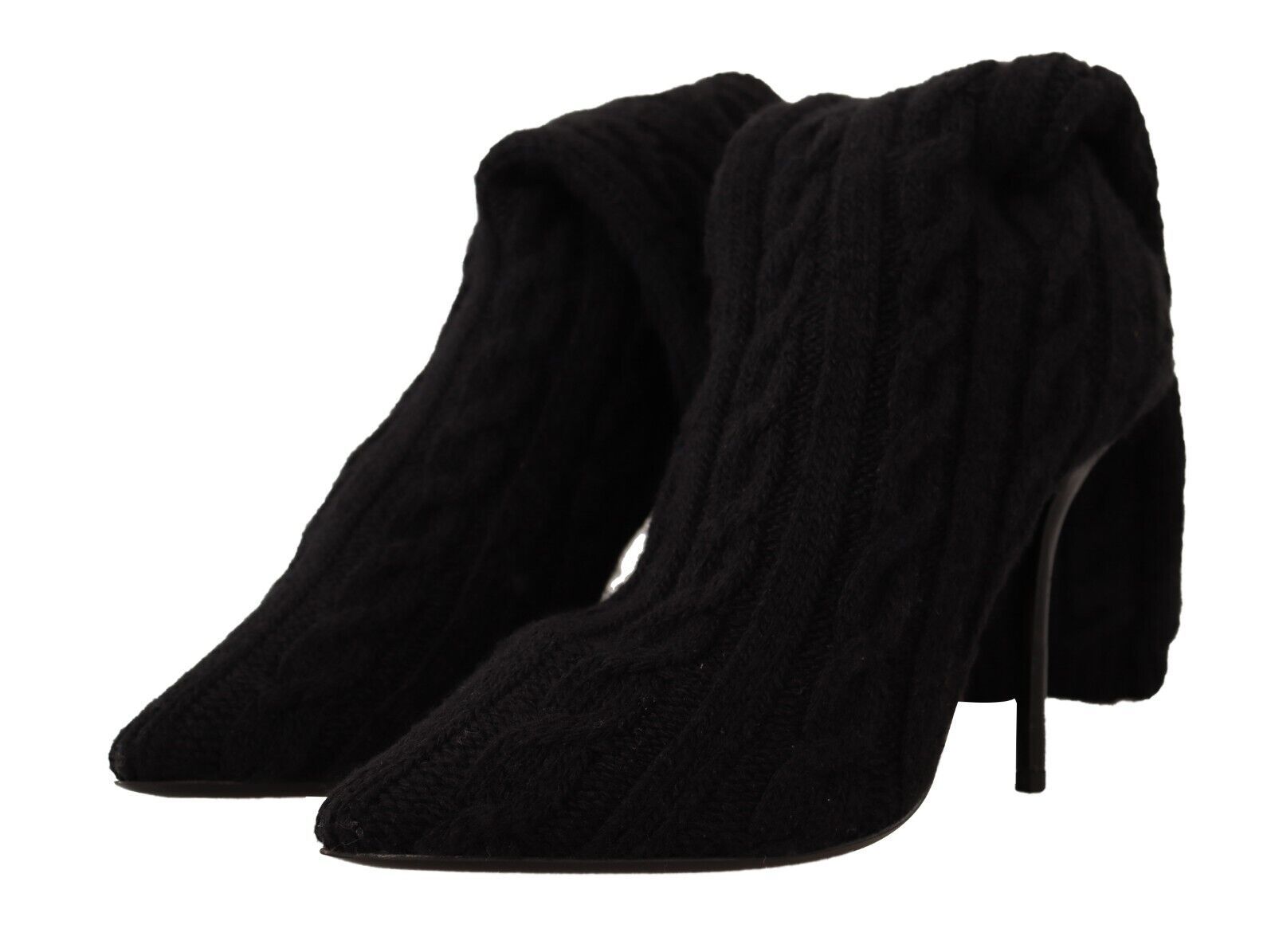 Chaussettes noires extensibles, hautes jusqu'au genou, pour chaussures-bottes.