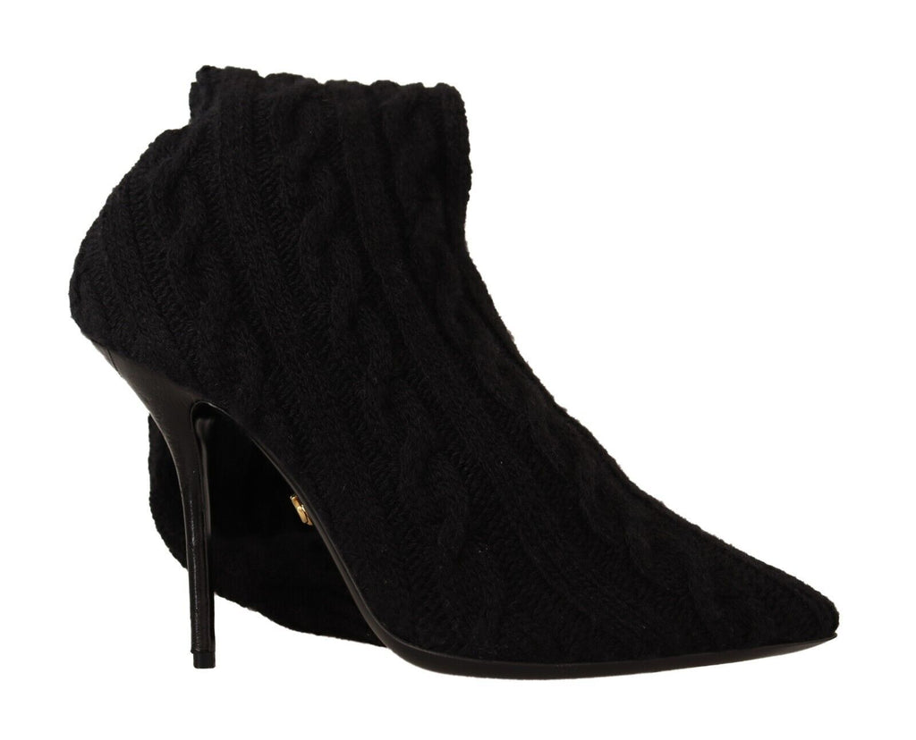 Chaussettes noires extensibles, hautes jusqu'au genou, pour chaussures-bottes.