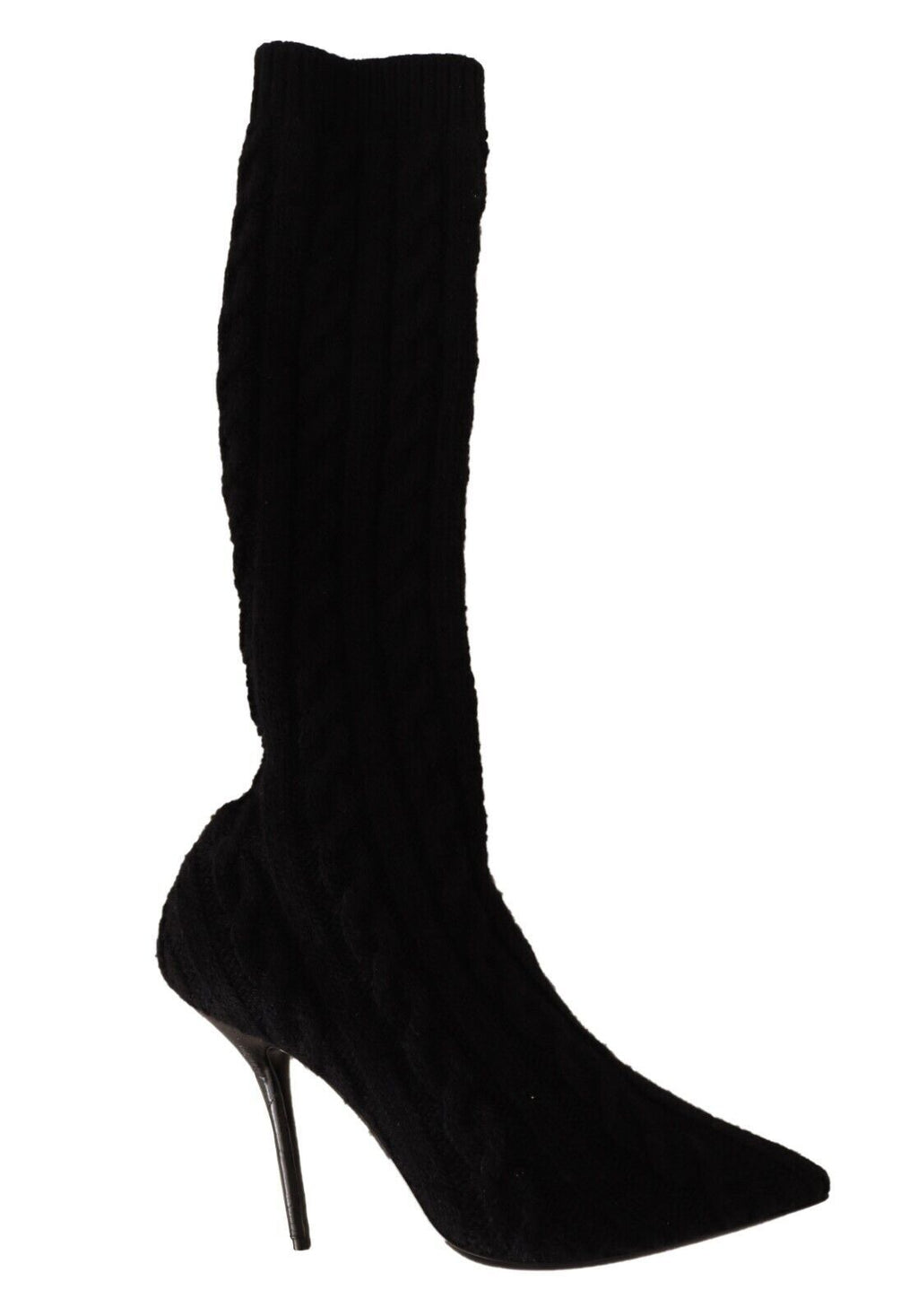 Chaussettes noires extensibles, hautes jusqu'au genou, pour chaussures-bottes.