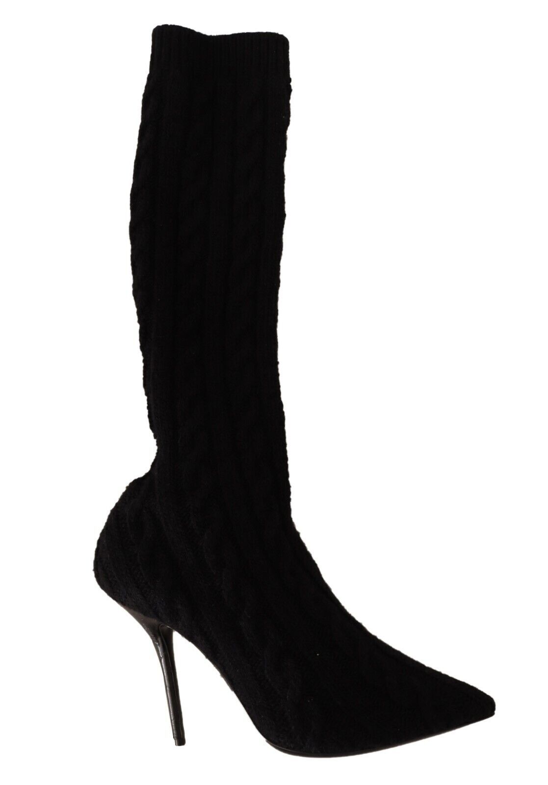 Chaussettes noires extensibles, hautes jusqu'au genou, pour chaussures-bottes.