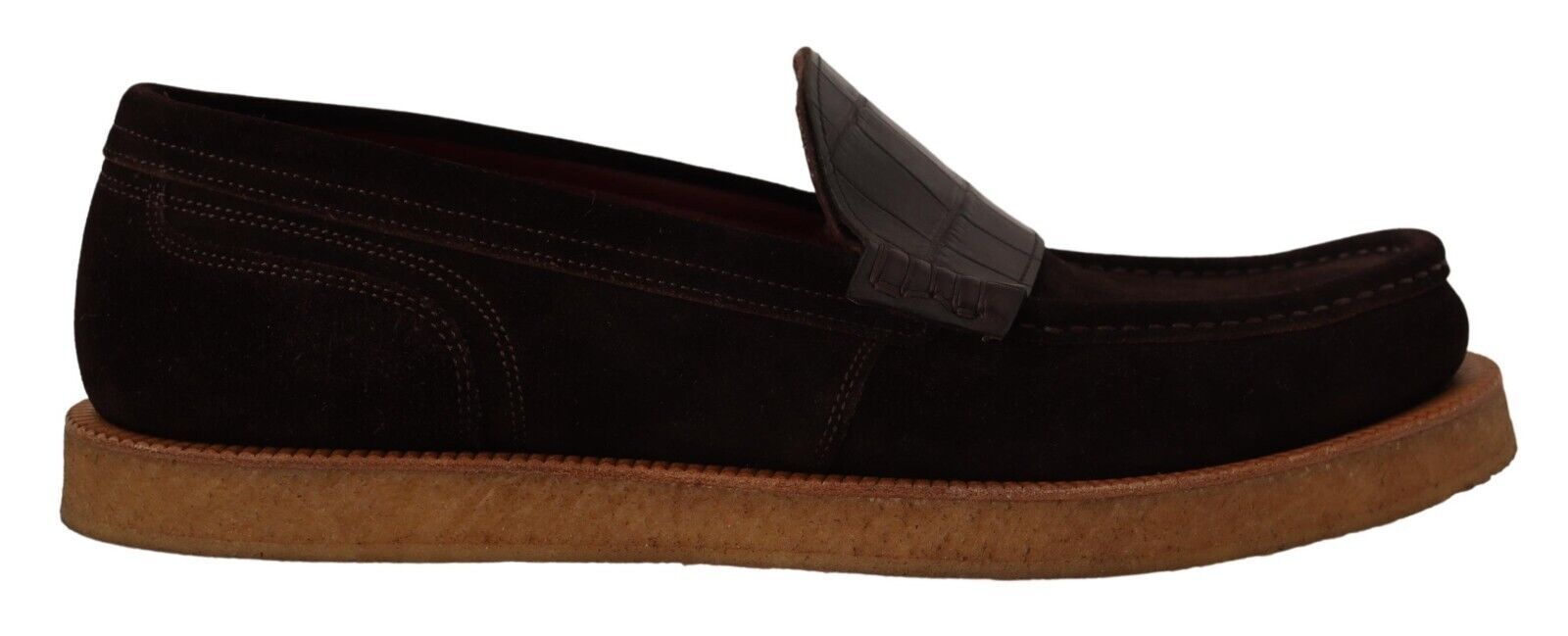 Mocassins plats en cuir suédé marron à enfiler