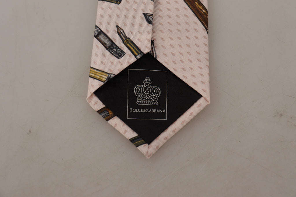 Pink Pen Dots Print 100% Silk Adjustable Neck Accessory Tie