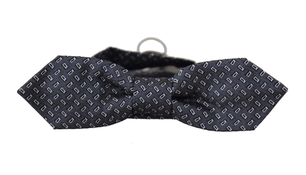 Cravate papillon 100% soie, pois bleus et gris.