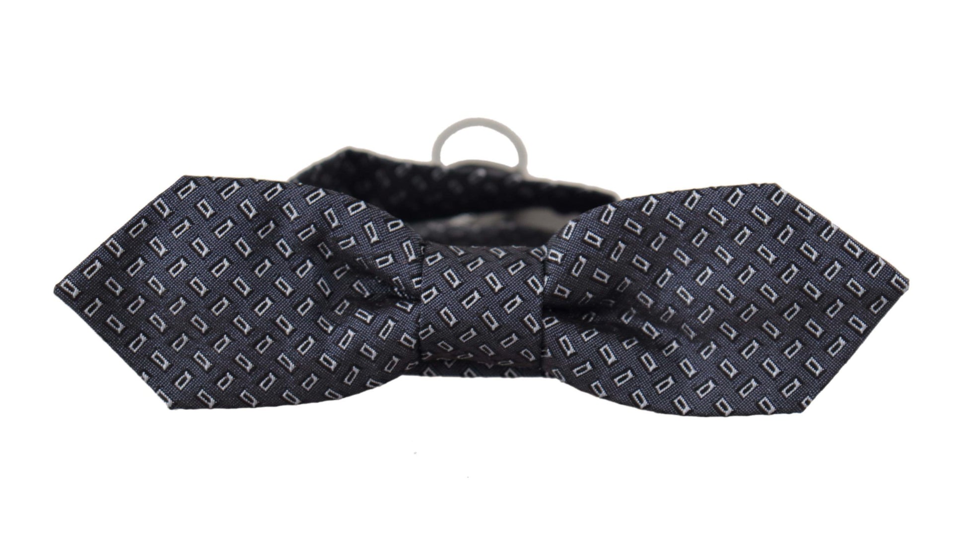 Cravate papillon 100% soie, pois bleus et gris.