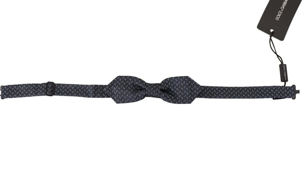 Cravate papillon 100% soie, pois bleus et gris.