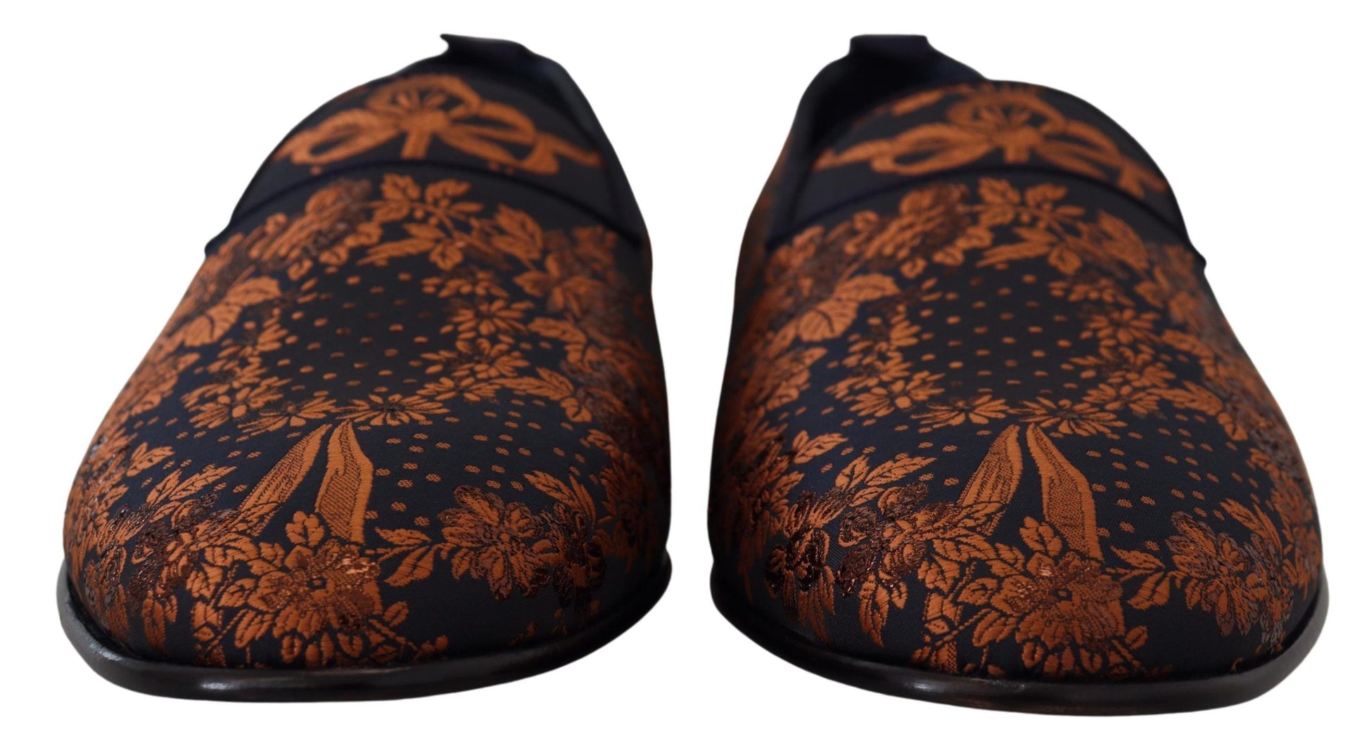 Chaussons mocassins à fleurs bleu rouille