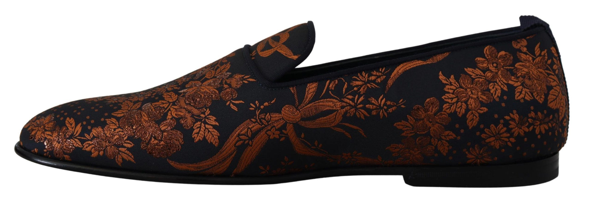 Chaussons mocassins à fleurs bleu rouille