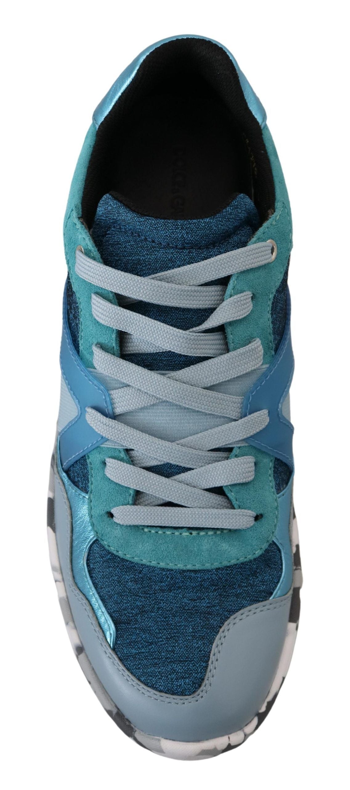 Sneakers basses de sport en cuir bleu gris