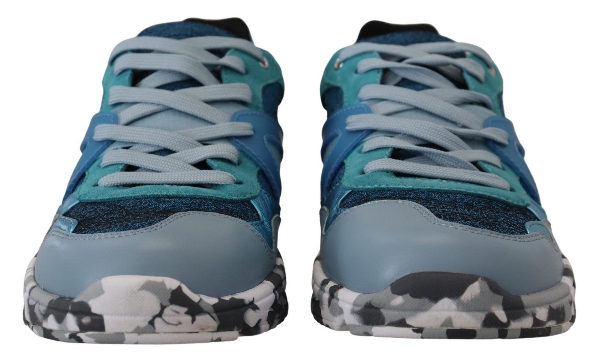 Sneakers basses de sport en cuir bleu gris