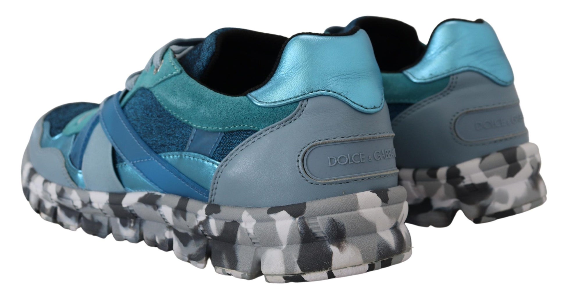 Sneakers basses de sport en cuir bleu gris