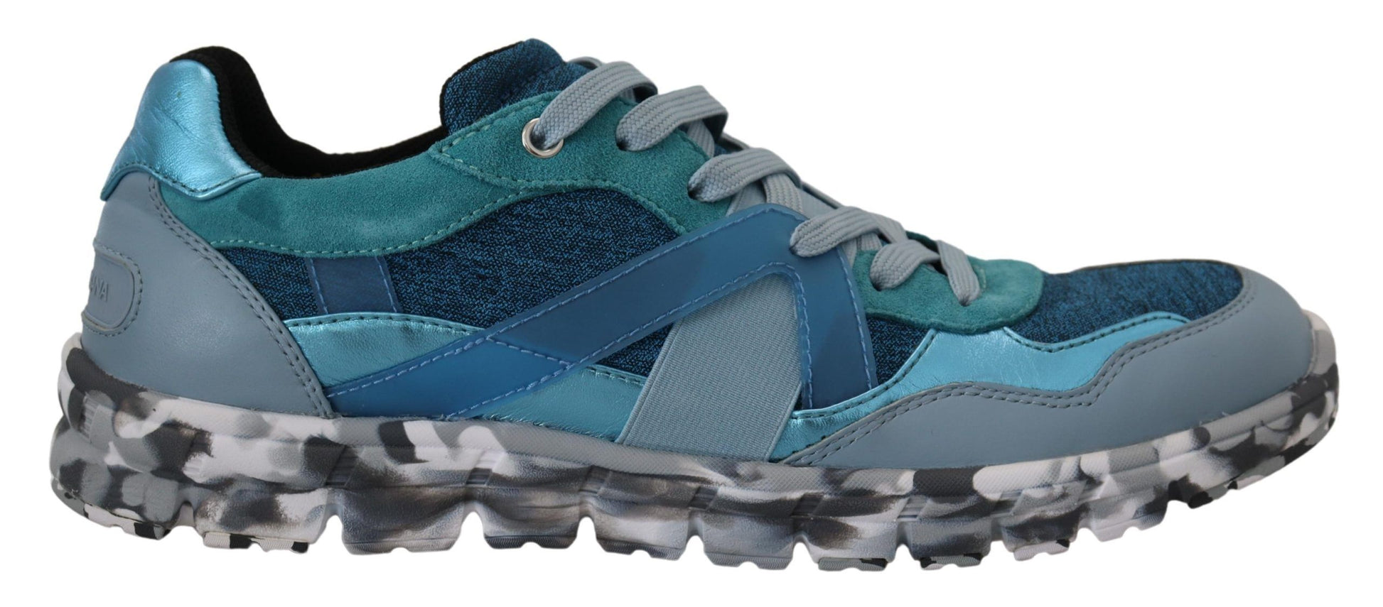 Sneakers basses de sport en cuir bleu gris