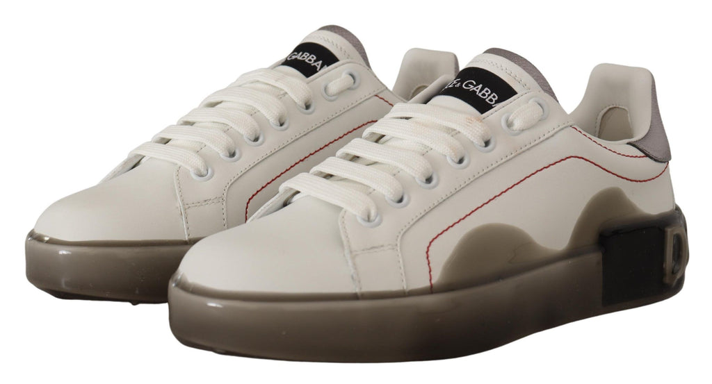 Chaussures en cuir blanc pour femme, baskets Portofino avec logo.