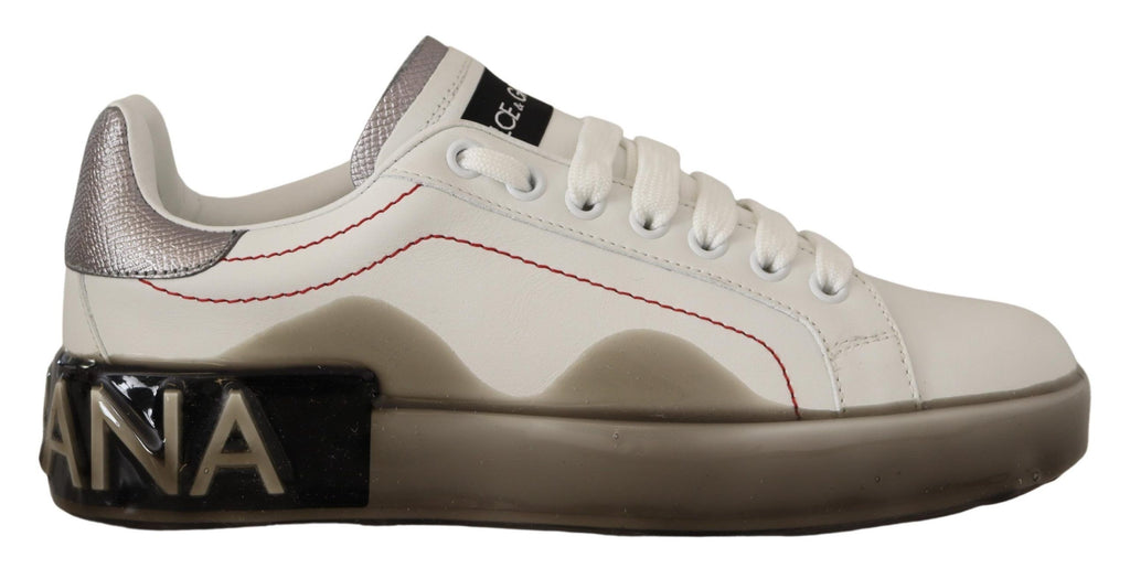 Chaussures en cuir blanc pour femme, baskets Portofino avec logo.