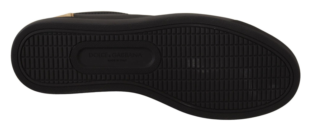 Sneakers basses en cuir noir et or pour femmes