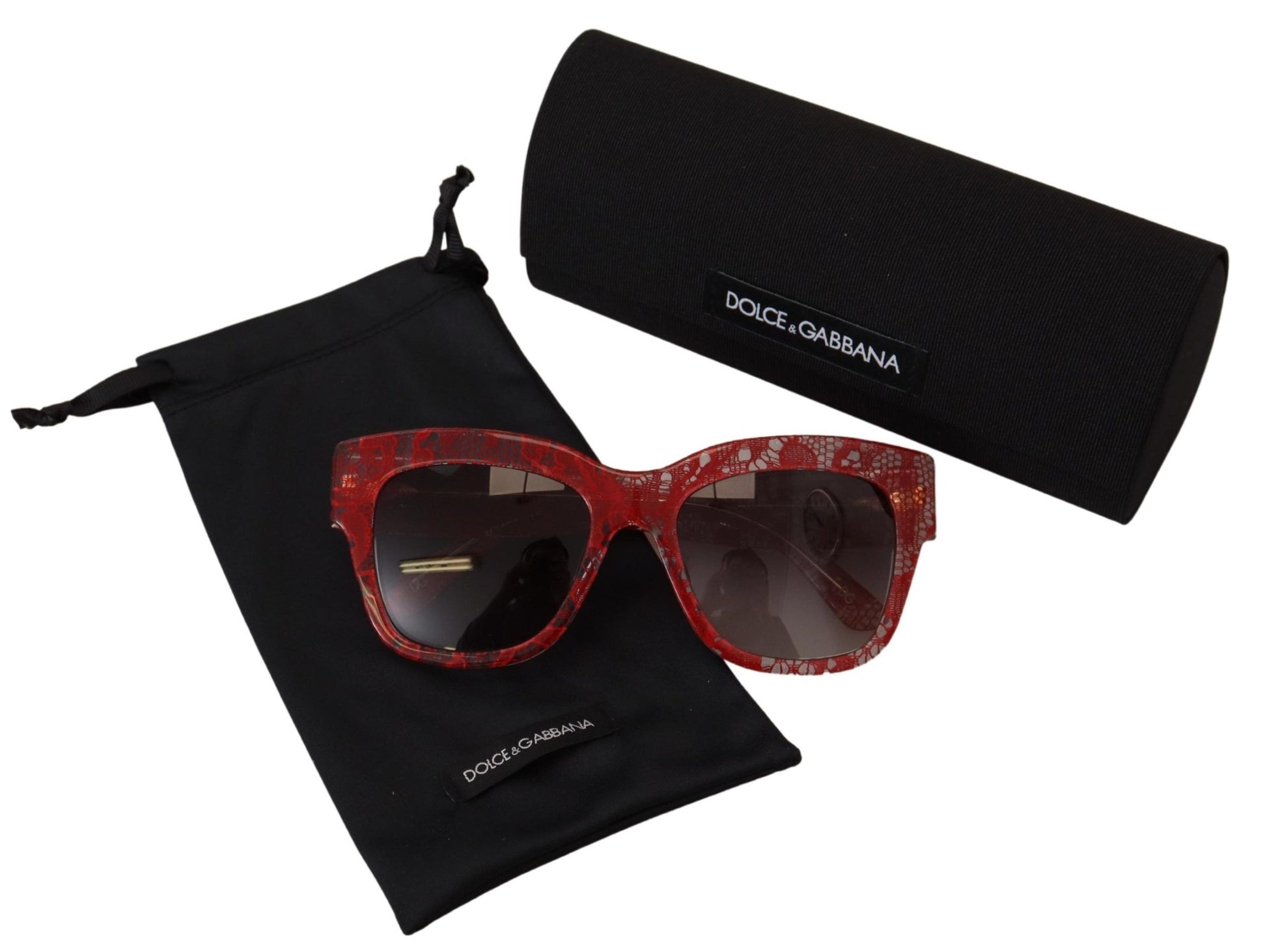 Lunettes de soleil rectangulaires en acétate rouge à dentelle DG4231F