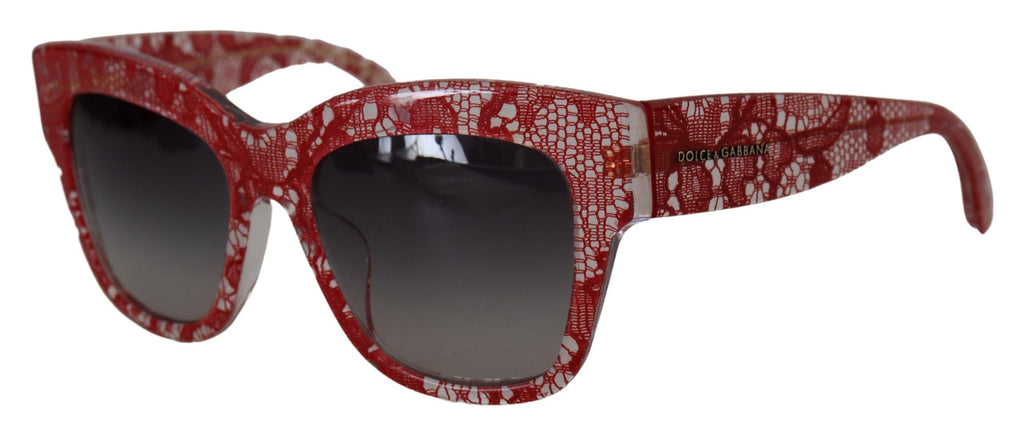 Lunettes de soleil rectangulaires en acétate rouge à dentelle DG4231F