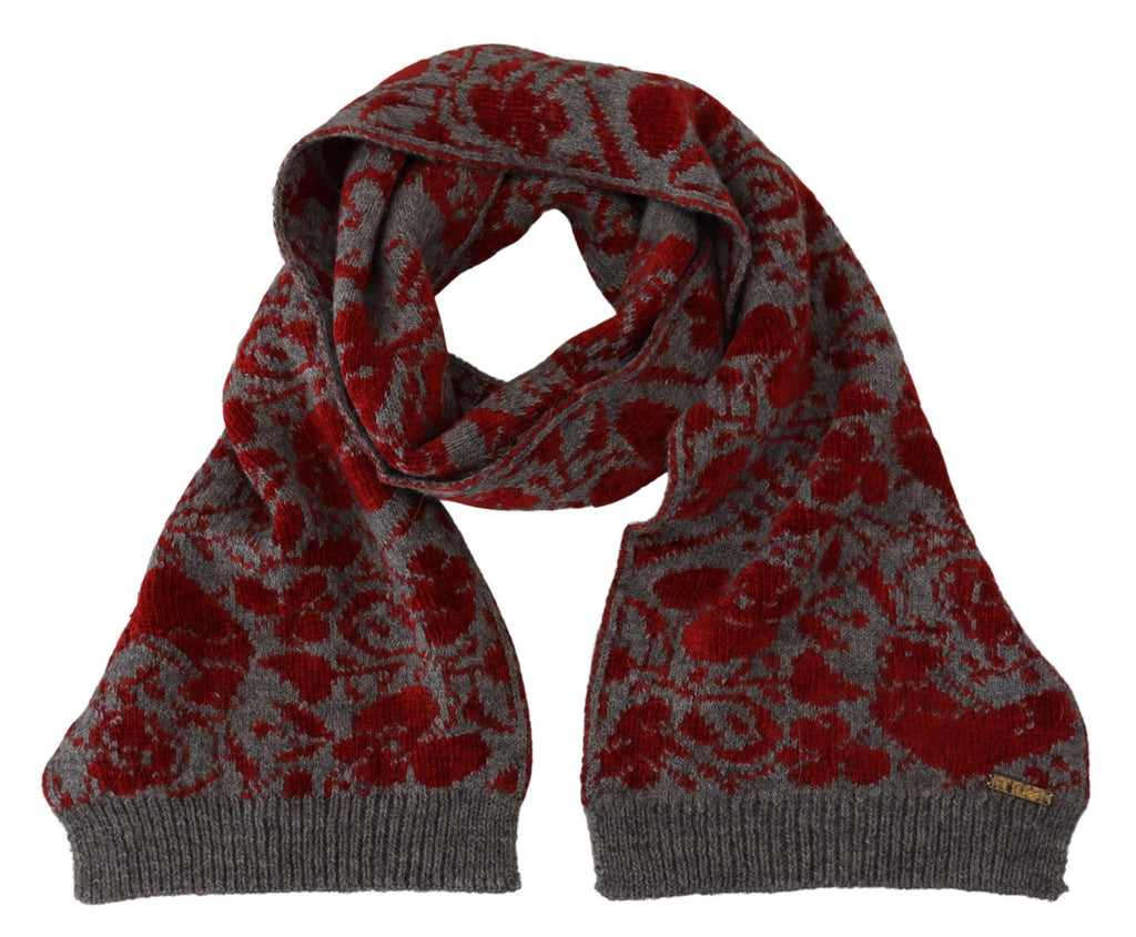 Écharpe-cache-cœur en tricot rouge et gris pour femme