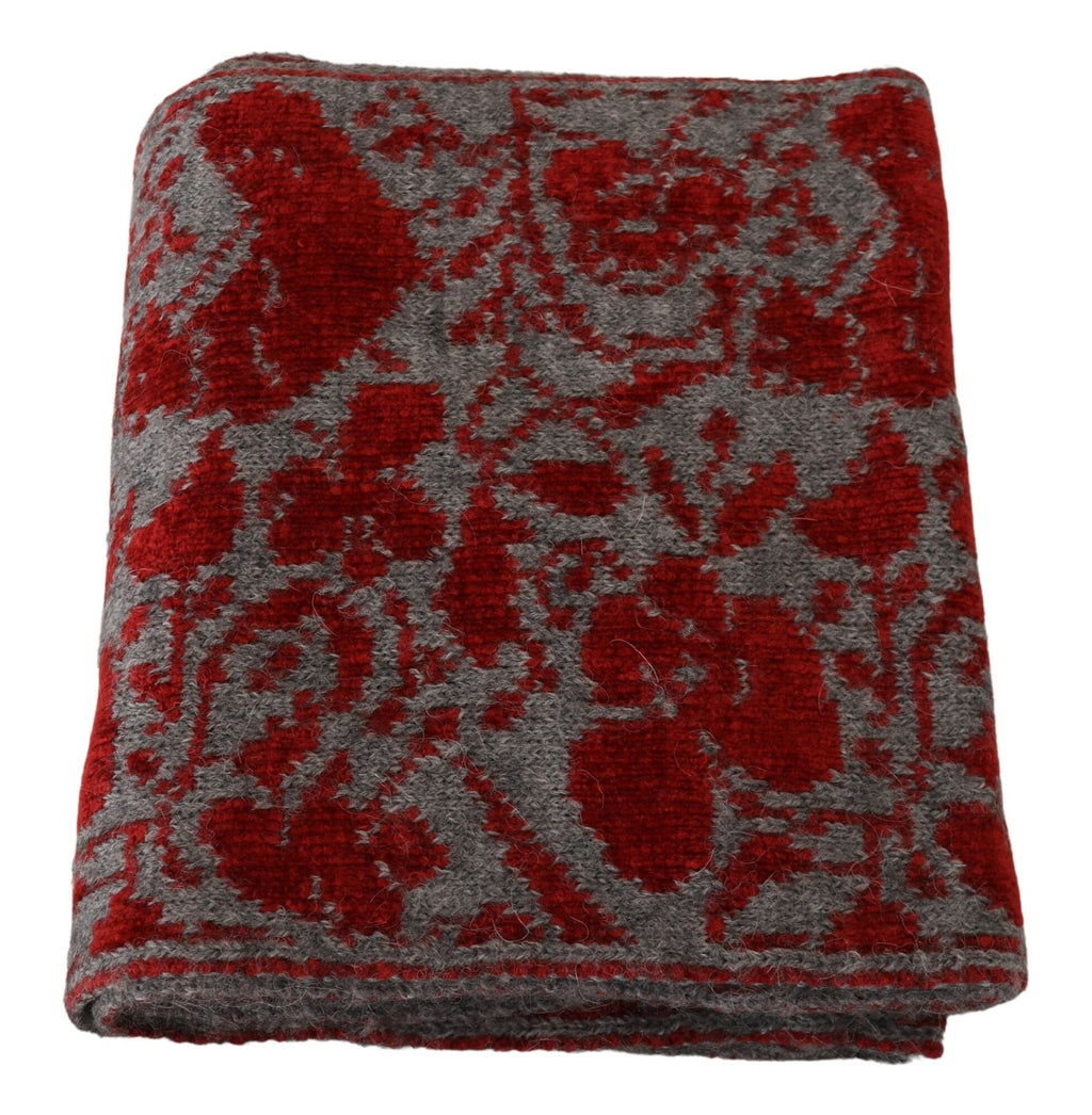 Écharpe-cache-cœur en tricot rouge et gris pour femme