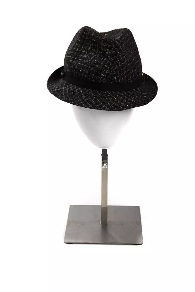 Chapeau noir en laine vierge pour femme