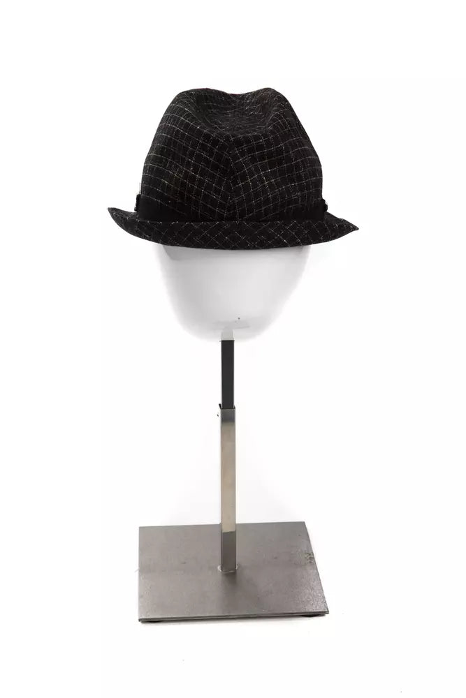 Chapeau noir en laine vierge pour femme