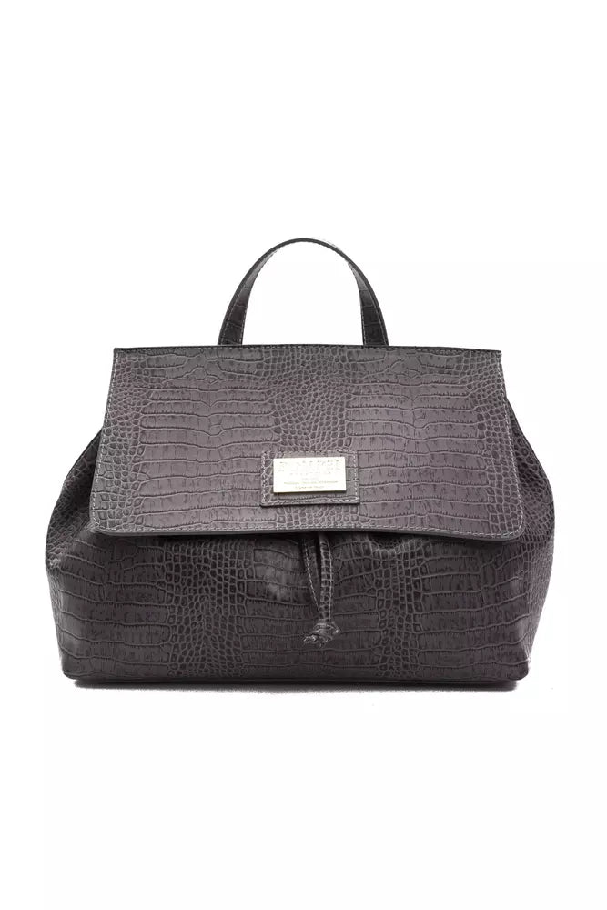 Gray Leather Women Shoulder Bag