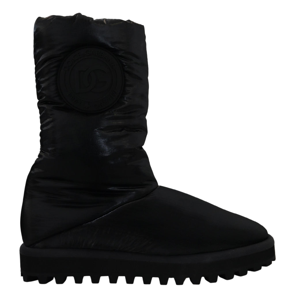 Bottes noires, rembourrées, mi-mollet, chaussures d'hiver