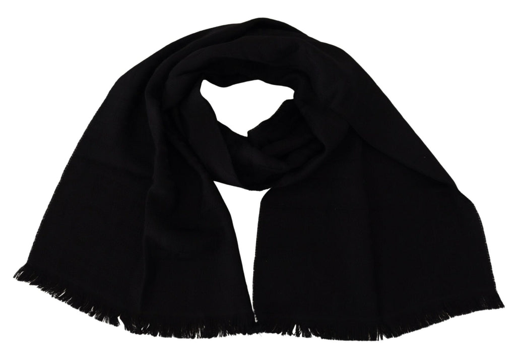 Écharpe en laine noire, châle à franges pour le cou.