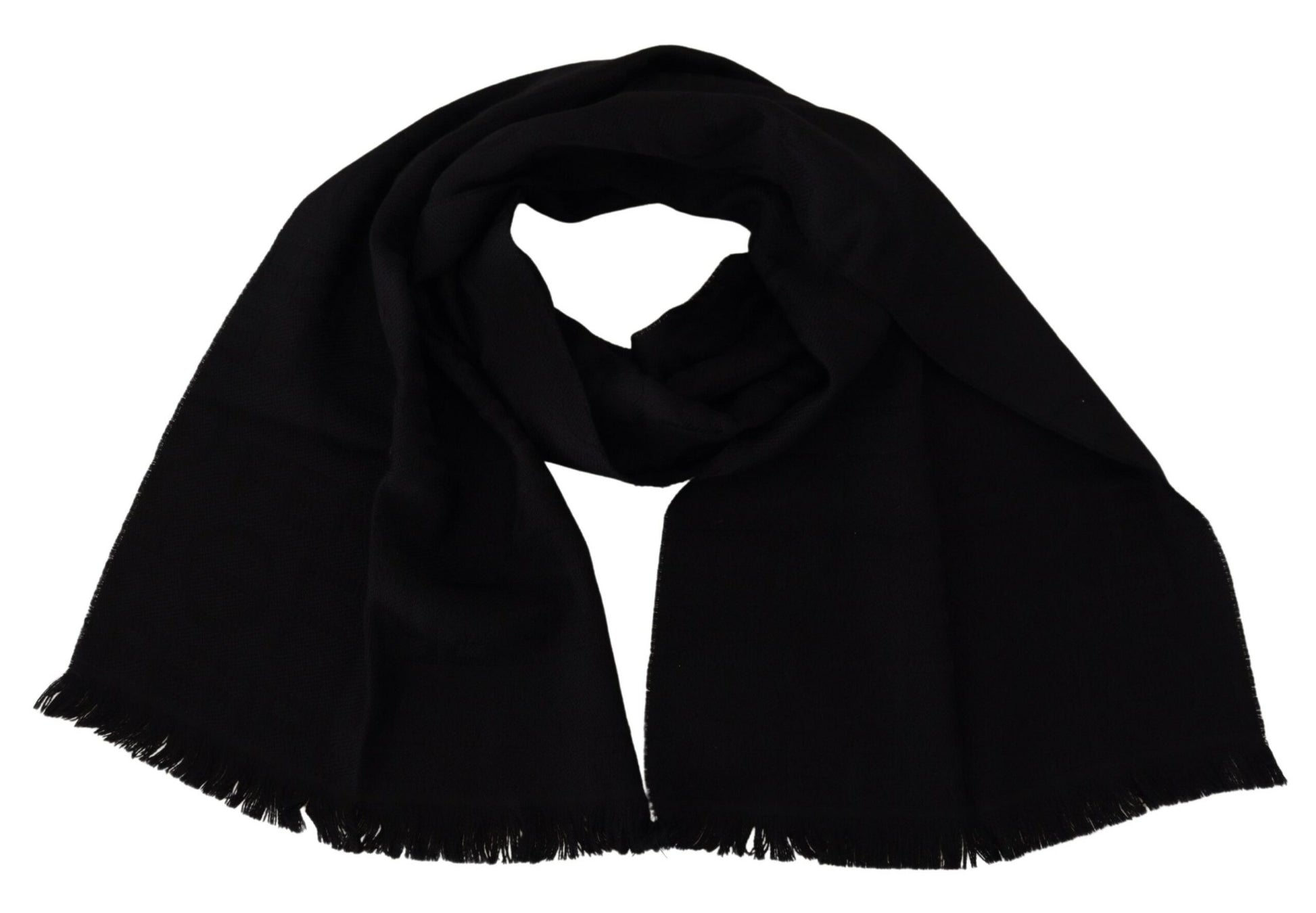 Écharpe en laine noire, châle à franges pour le cou.