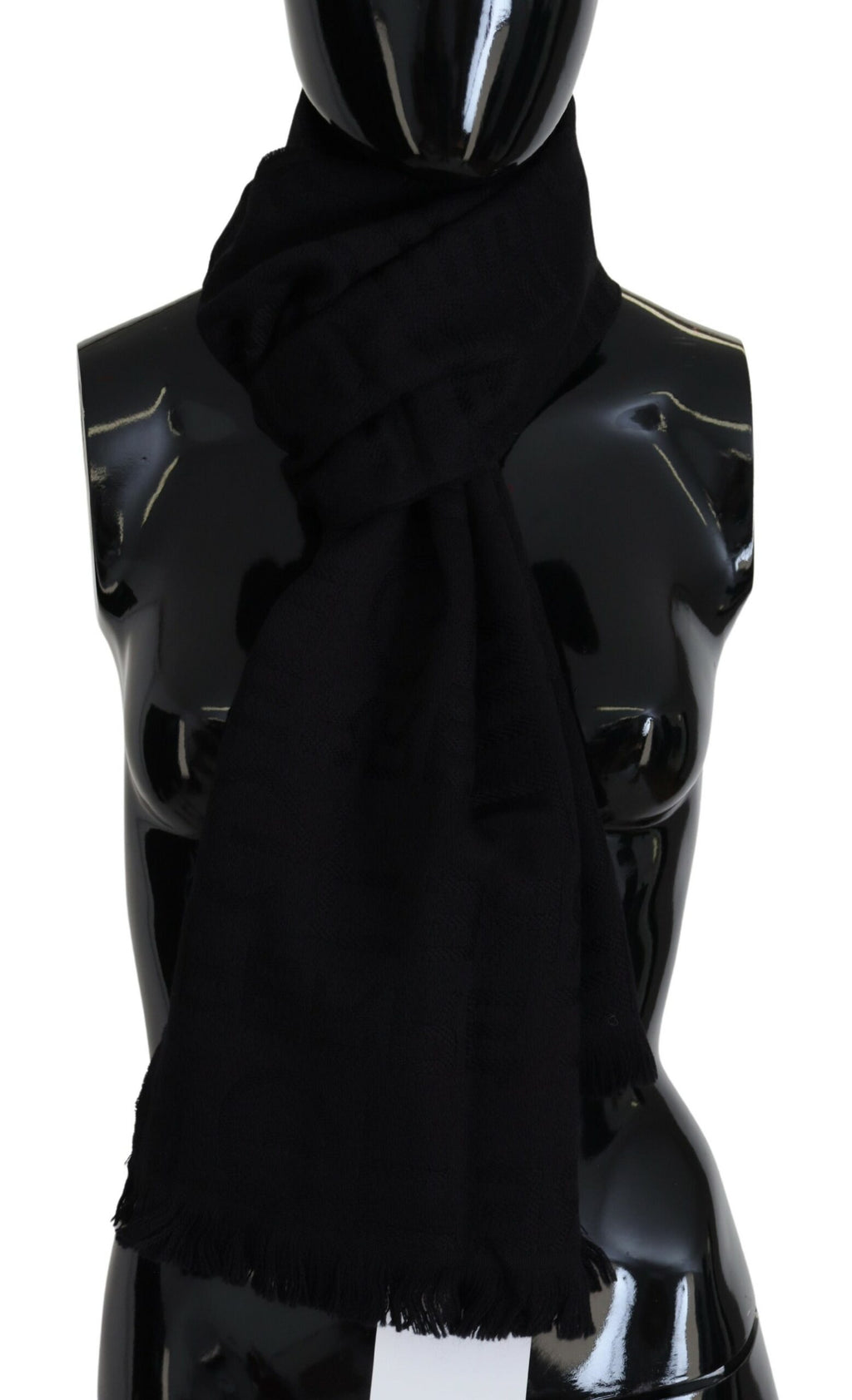 Écharpe en laine noire, châle à franges pour le cou.