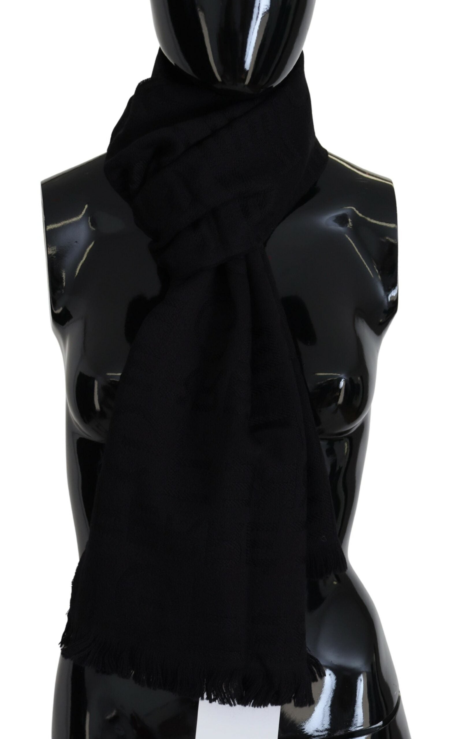 Écharpe en laine noire, châle à franges pour le cou.