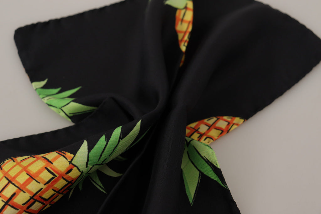 Écharpe carrée en forme de mouchoir à motifs d'ananas noirs