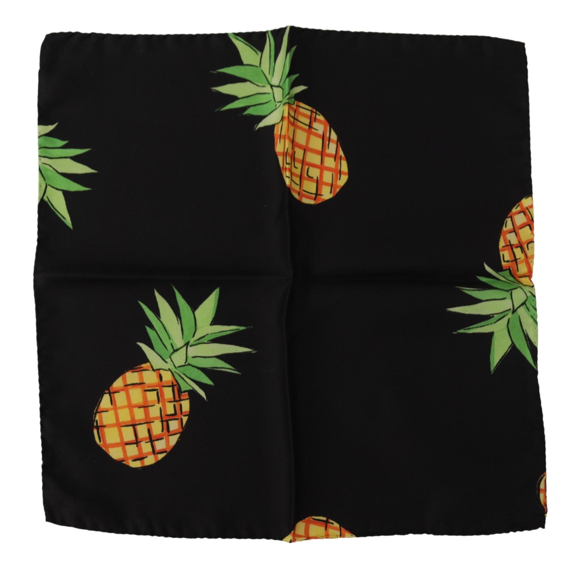 Écharpe carrée en forme de mouchoir à motifs d'ananas noirs