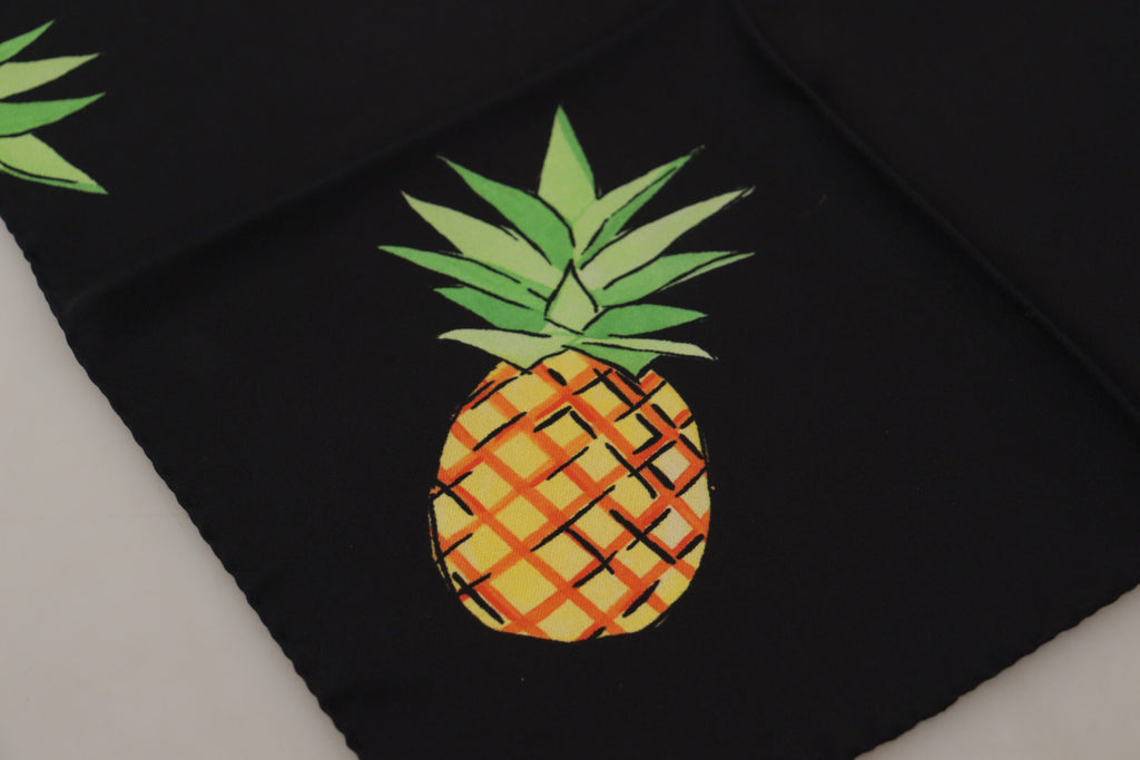 Écharpe carrée en forme de mouchoir à motifs d'ananas noirs
