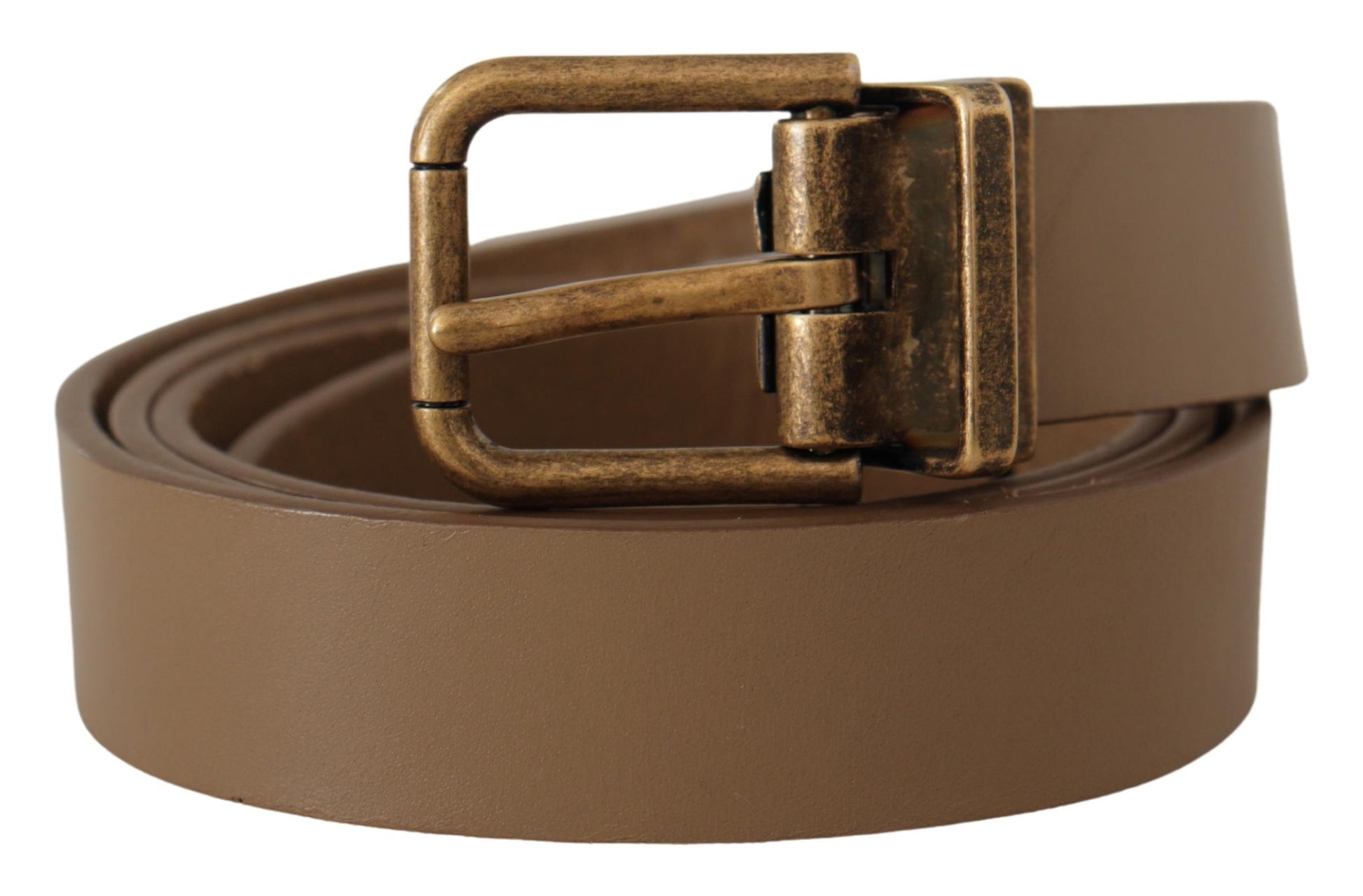 Ceinture classique en cuir pleine peau marron avec boucle en laiton.