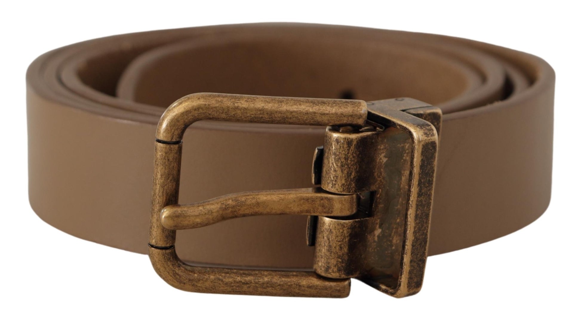 Ceinture classique en cuir pleine peau marron avec boucle en laiton.