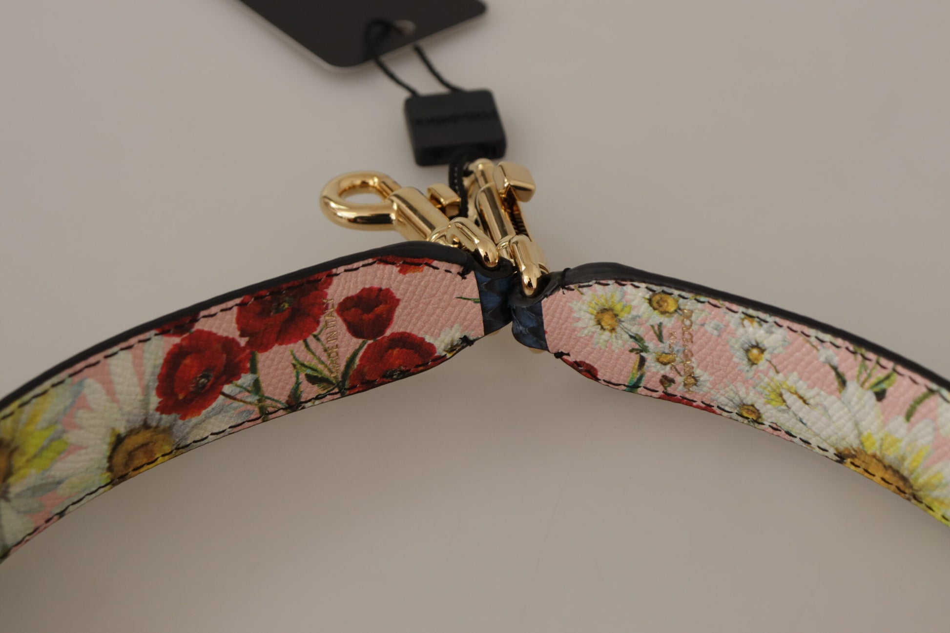 Bandoulière réversible en cuir exotique bleu avec cristaux