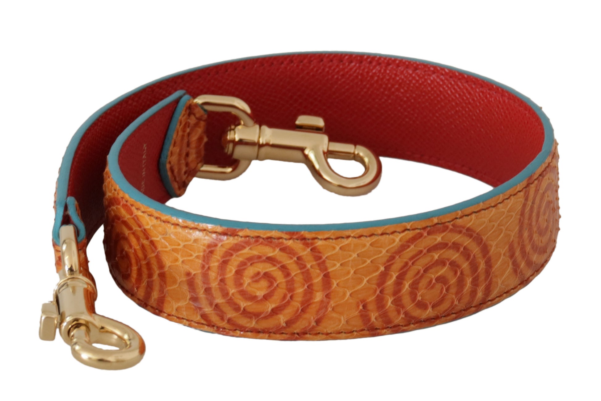 Bandoulière de sac à main en cuir orange à motif tourbillonnant