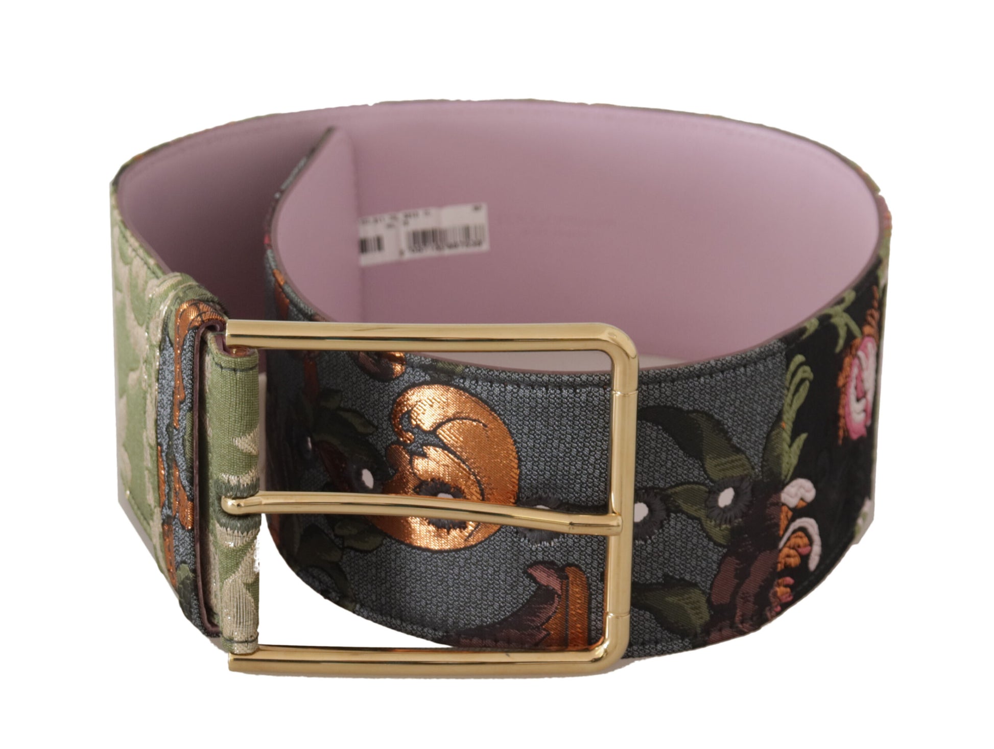 Ceinture en cuir multicolore brodée avec boucle en métal doré