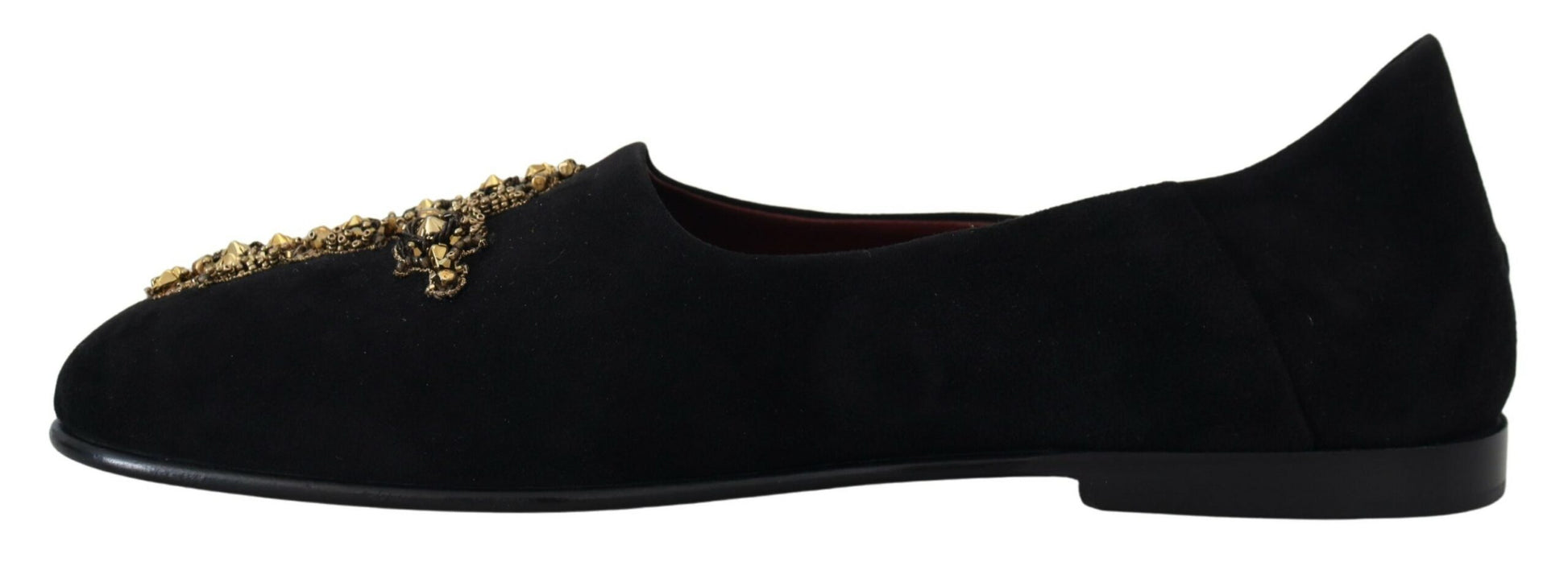Brogues plates en daim noir avec détail croisé doré