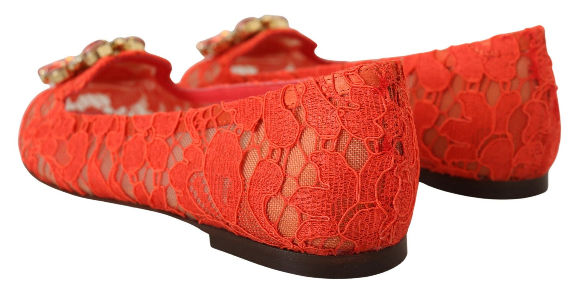 Boutures de ballet plates en dentelle Taormina rouge avec cristaux