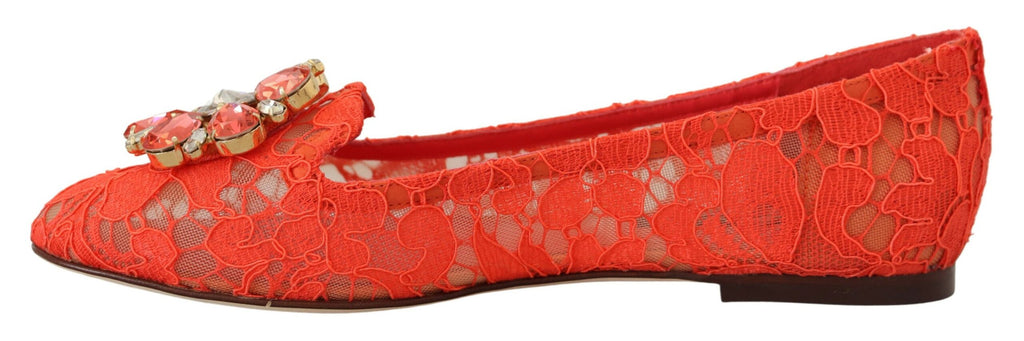 Boutures de ballet plates en dentelle Taormina rouge avec cristaux