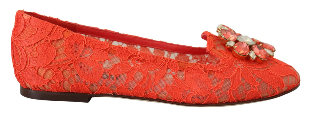 Boutures de ballet plates en dentelle Taormina rouge avec cristaux