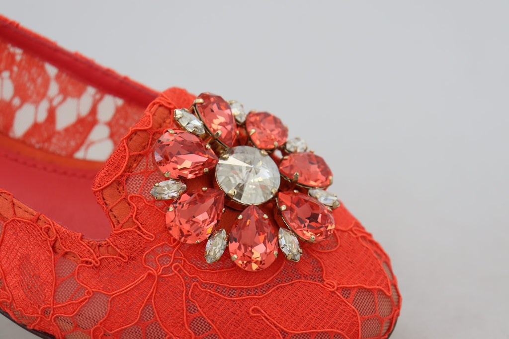 Boutures de ballet plates en dentelle Taormina rouge avec cristaux