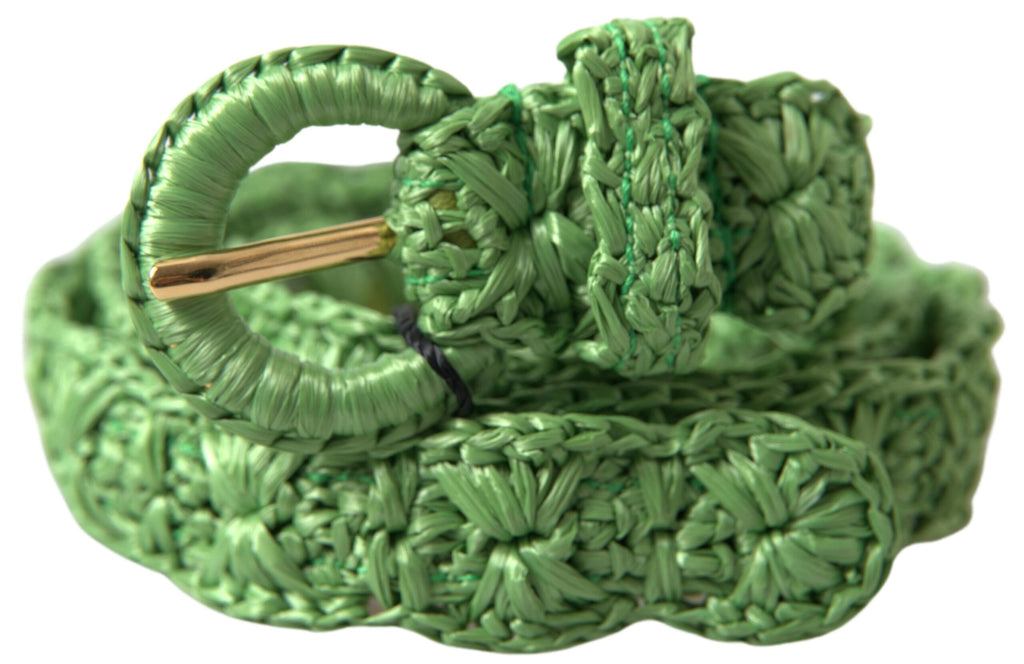 Ceinture fine en viscose tissée verte