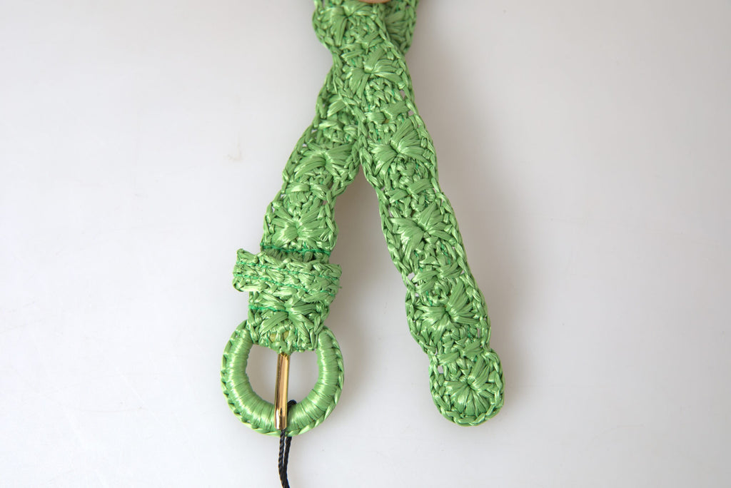 Ceinture fine en viscose tissée verte