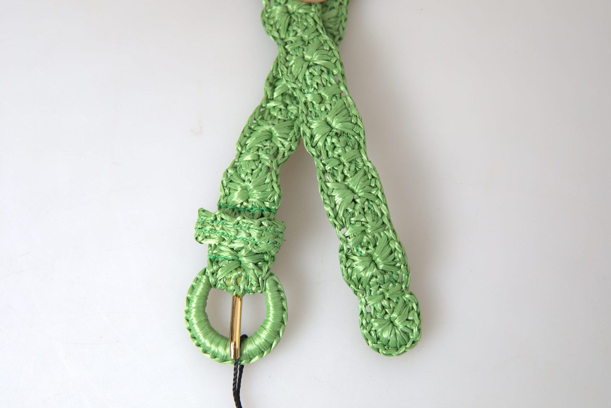 Ceinture fine en viscose tissée verte