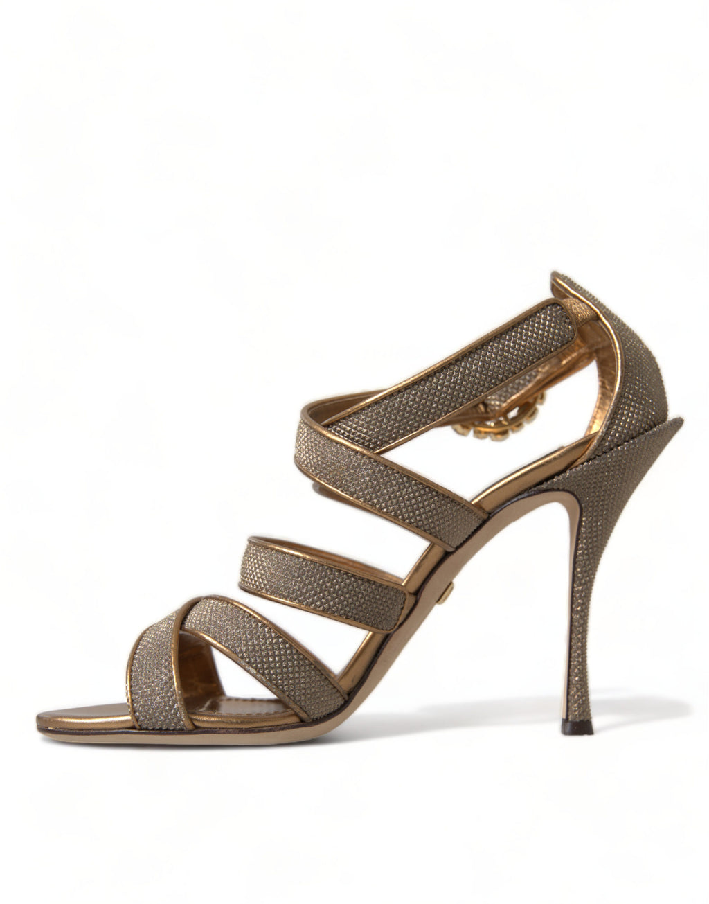 Sandales à talons hauts avec bracelet en cristal bronze