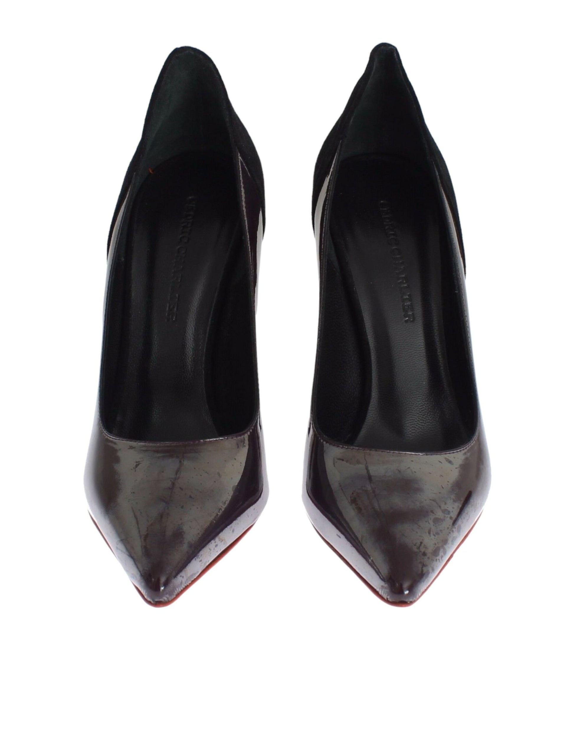 Escarpins en cuir et daim gris et noir